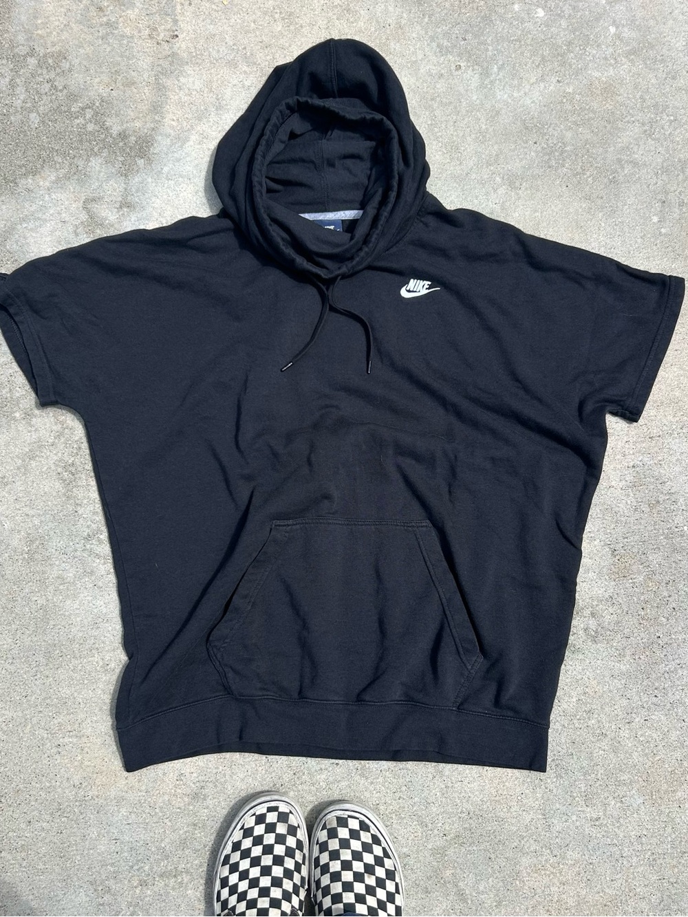 Nike Short Sleeve Pullover Hoodie Black Sweatshirt Men’s Large Oversized